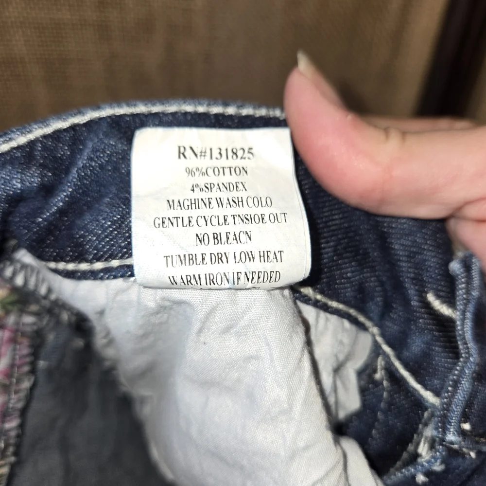 Women's Miss Chic Usa Stylish Blue Women's Jean Capris Bling Size 5 - Picture 16 of 16